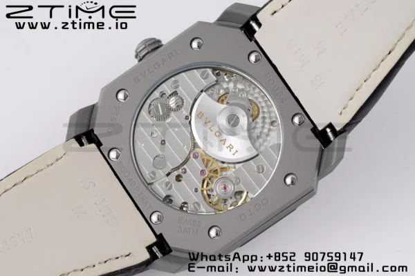 BVLGARI Octo Finissimo PVD BVF 1:1 Best Edition Gray Dial on Black leather strap Asian Micro Rotor Movement - Super Clone Watch | 1:1 Best Version