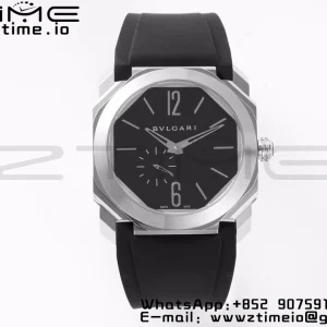 BVLGARI Octo Finissimo SS BVF 1:1 Best Edition Black Dial on Black Rubber Strap Asian Micro Rotor Movement - Super Clone Watch | 1:1 Best Version