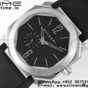 BVLGARI Octo Finissimo SS BVF 1:1 Best Edition Cadran noir sur bracelet caoutchouc noir Mouvement Micro Rotor Asiatique - Super Clone Watch | 1:1 Best Version