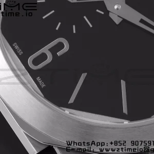 BVLGARI Octo Finissimo SS BVF 1:1 Best Edition Cadran noir sur bracelet caoutchouc noir Mouvement Micro Rotor Asiatique - Super Clone Watch | 1:1 Best Version