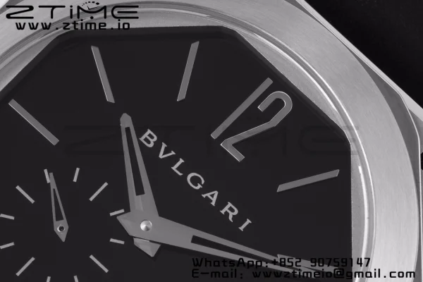 BVLGARI Octo Finissimo SS BVF 1:1 Best Edition Cadran noir sur bracelet caoutchouc noir Mouvement Micro Rotor Asiatique - Super Clone Watch | 1:1 Best Version