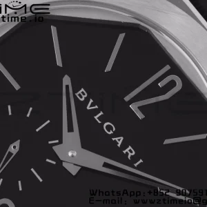 BVLGARI Octo Finissimo SS BVF 1:1 Best Edition Μαύρο καντράν σε μαύρο δερμάτινο λουράκι Ασιατικό Micro Rotor Movement - Super Clone Watch | 1:1 Best Version