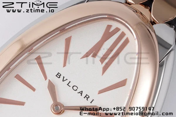 BVLGARI Serpenti Seduttori Watch 103277 SS/RG BVF 1:1 Best Edition White Dial RG Bezel on SS/RG Bracelet ETA Quartz - Super Clone Watch | 1:1 Best Version