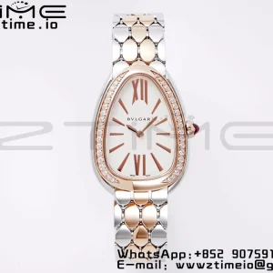 BVLGARI Serpenti Seduttori Watch 103274 SS/RG BVF 1:1 Best Edition White Dial Diamonds RG Bezel on SS/RG Bracelet ETA Quartz - Super Clone Watch | 1:1 Best Version