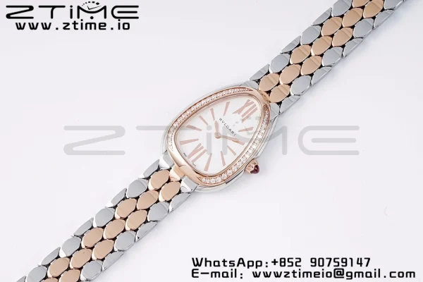 Orologio BVLGARI Serpenti Seduttori 103274 SS/RG BVF 1:1 Best Edition Quadrante bianco Diamanti Lunetta RG su Bracciale SS/RG Quarzo ETA - Orologio Super Clone | 1:1 Best Version