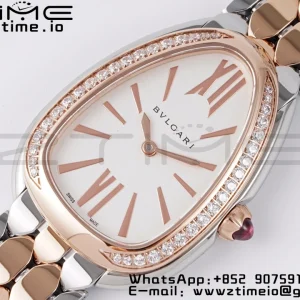 Orologio BVLGARI Serpenti Seduttori 103274 SS/RG BVF 1:1 Best Edition Quadrante bianco Diamanti Lunetta RG su Bracciale SS/RG Quarzo ETA - Orologio Super Clone | 1:1 Best Version