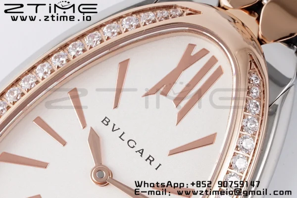 Orologio BVLGARI Serpenti Seduttori 103274 SS/RG BVF 1:1 Best Edition Quadrante bianco Diamanti Lunetta RG su Bracciale SS/RG Quarzo ETA - Orologio Super Clone | 1:1 Best Version