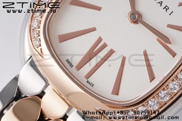 Orologio BVLGARI Serpenti Seduttori 103274 SS/RG BVF 1:1 Best Edition Quadrante bianco Diamanti Lunetta RG su Bracciale SS/RG Quarzo ETA - Orologio Super Clone | 1:1 Best Version