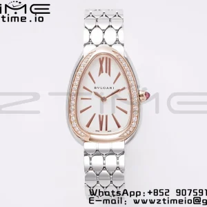 BVLGARI Serpenti Seduttori Watch 103143 SS BVF 1:1 Best Edition White Dial Diamonds RG Bezel on SS Bracelet ETA Quartz - Super Clone Watch | 1:1 Best Version