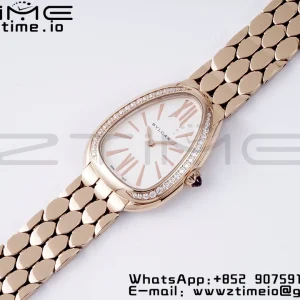 BVLGARI Serpenti Seduttori Watch 103146 RG BVF 1:1 Best Edition Λευκό καντράν διαμάντια Bezel σε βραχιόλι RG ETA Quartz - Super Clone Watch | 1:1 Best Version
