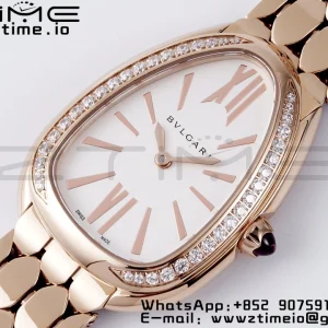 BVLGARI Serpenti Seduttori Watch 103146 RG BVF 1:1 Best Edition Λευκό καντράν διαμάντια Bezel σε βραχιόλι RG ETA Quartz - Super Clone Watch | 1:1 Best Version