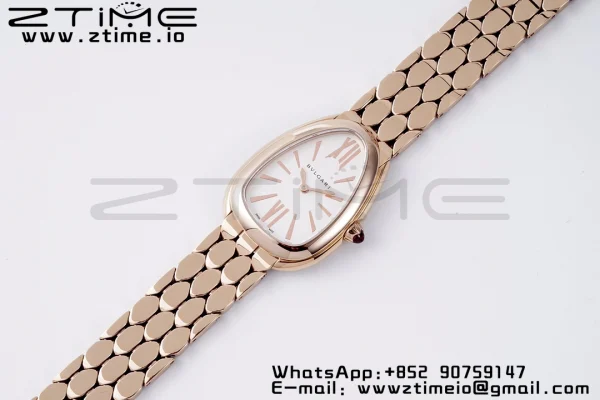 BVLGARI Serpenti Seduttori Watch 103145 RG BVF 1:1 Best Edition ホワイトダイヤル RGブレスレット ETAクォーツ - スーパークローンウォッチ｜1:1ベストバージョン