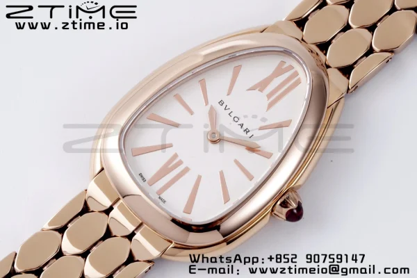 BVLGARI Serpenti Seduttori Watch 103145 RG BVF 1:1 Best Edition ホワイトダイヤル RGブレスレット ETAクォーツ - スーパークローンウォッチ｜1:1ベストバージョン