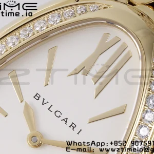 BVLGARI Serpenti Seduttori Watch 103147 YG BVF 1:1 Best Edition White Dial Diamonds Bezel on YG Bracelet ETA Quartz - Super Clone Watch | 1:1 Best Version