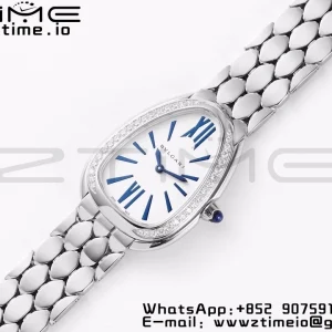 BVLGARI Serpenti Seduttori Watch 103148 SS BVF 1:1 Best Edition Weißes Zifferblatt Diamanten Lünette auf SS Armband ETA Quartz - Super Clone Watch | 1:1 Best Version
