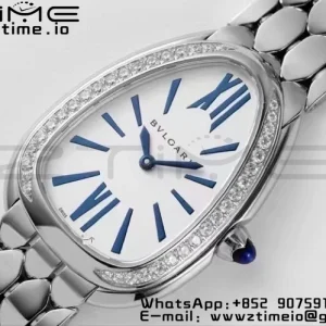 BVLGARI Serpenti Seduttori Watch 103148 SS BVF 1:1 Best Edition Weißes Zifferblatt Diamanten Lünette auf SS Armband ETA Quartz - Super Clone Watch | 1:1 Best Version