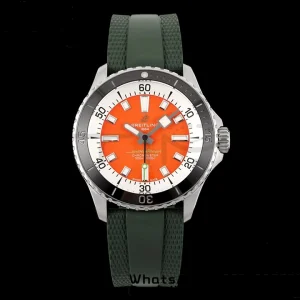 Breitling SuperOcean Automatic A173751A1O1S1 42 SS BLSF 1:1 Best Edition Red Dial on Green Rubber Strap A2824 - Super Clone Watch | 1:1 Best Version
