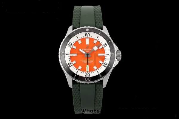 Breitling SuperOcean Automatic A173751A1O1S1 42 SS BLSF 1:1 Best Edition Red Dial on Green Rubber Strap A2824 - Super Clone Watch | 1:1 Best Version