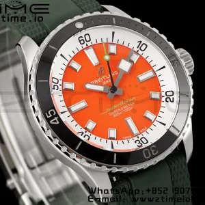 Breitling SuperOcean Automatic A173751A1O1S1 42 SS BLSF 1:1 Best Edition Red Dial on Green Rubber Strap A2824 - Super Clone Watch | 1:1 Best Version