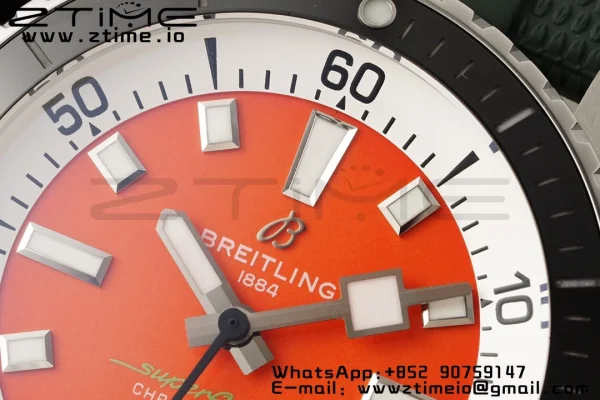 Breitling SuperOcean Automatic A173751A1O1S1 42 SS BLSF 1:1 Best Edition Red Dial on Green Rubber Strap A2824 - Super Clone Watch | 1:1 Best Version