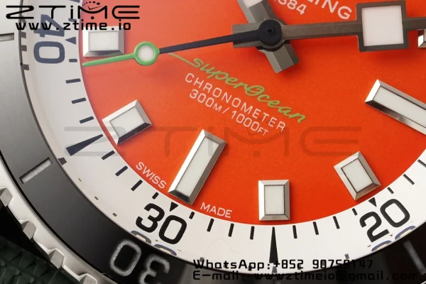 Breitling SuperOcean Automatic A173751A1O1S1 42 SS BLSF 1:1 Best Edition Red Dial on Green Rubber Strap A2824 - Super Clone Watch | 1:1 Best Version