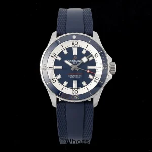 Breitling SuperOcean Automatic A17375E71C1S1  42 SS BLSF 1:1 Best Edition Blue Dial on Blue Rubber Strap A2824 - Super Clone Watch | 1:1 Best Version