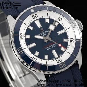 Breitling SuperOcean Automatic A17375E71C1S1  42 SS BLSF 1:1 Best Edition Blue Dial on Blue Rubber Strap A2824 - Super Clone Watch | 1:1 Best Version