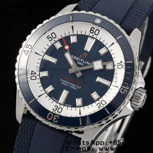 Breitling SuperOcean Automatic A17375E71C1S1  42 SS BLSF 1:1 Best Edition Blue Dial on Blue Rubber Strap A2824 - Super Clone Watch | 1:1 Best Version