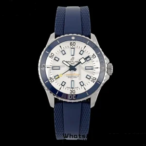 Breitling SuperOcean Automatic A17375E71G1S1 42 SS BLSF 1:1 Best Edition White Dial on Blue Rubber Strap A2824 - Super Clone Watch | 1:1 Best Version