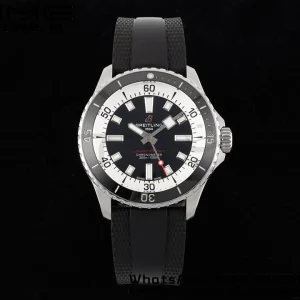 Breitling SuperOcean Automatic A17375211B1S1  42 SS BLSF 1:1 Best Edition Black Dial on Blue Rubber Strap A2824 - Super Clone Watch | 1:1 Best Version