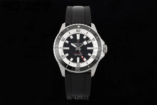 Breitling SuperOcean Automatic A17375211B1S1  42 SS BLSF 1:1 Best Edition Black Dial on Blue Rubber Strap A2824 - Super Clone Watch | 1:1 Best Version