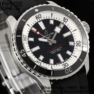 Breitling SuperOcean Automatic A17375211B1S1  42 SS BLSF 1:1 Best Edition Black Dial on Blue Rubber Strap A2824 - Super Clone Watch | 1:1 Best Version
