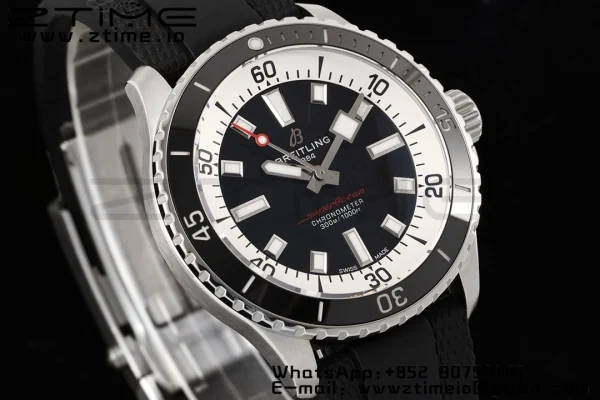 Breitling SuperOcean Automatic A17375211B1S1  42 SS BLSF 1:1 Best Edition Black Dial on Blue Rubber Strap A2824 - Super Clone Watch | 1:1 Best Version