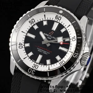 Breitling SuperOcean Automatic A17375211B1S1  42 SS BLSF 1:1 Best Edition Black Dial on Blue Rubber Strap A2824 - Super Clone Watch | 1:1 Best Version