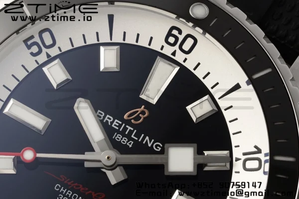 Breitling SuperOcean Automatic A17375211B1S1  42 SS BLSF 1:1 Best Edition Black Dial on Blue Rubber Strap A2824 - Super Clone Watch | 1:1 Best Version