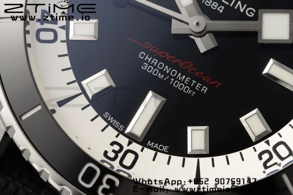 Breitling SuperOcean Automatic A17375211B1S1  42 SS BLSF 1:1 Best Edition Black Dial on Blue Rubber Strap A2824 - Super Clone Watch | 1:1 Best Version