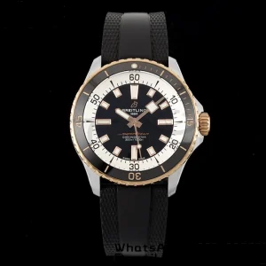 Breitling SuperOcean Automatic U17375211B1S1 42 SS/RG BLSF 1:1 Best Edition Black Dial on Black Rubber Strap A2824 - Super Clone Watch | 1:1 Best Version