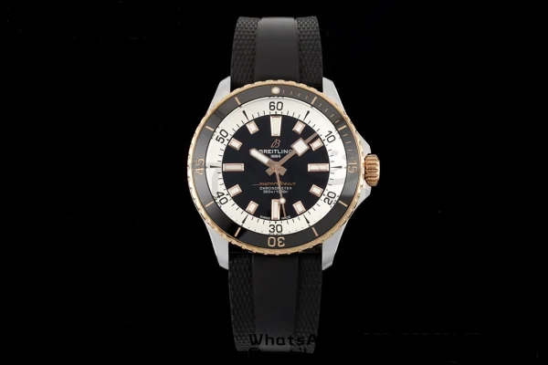 Breitling SuperOcean Automatic U17375211B1S1 42 SS/RG BLSF 1:1 Best Edition Cadran noir sur bracelet caoutchouc noir A2824 - Super Clone Watch | 1:1 Best Version