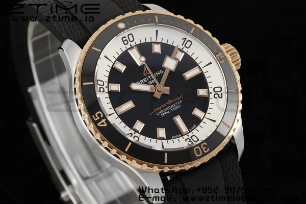 Breitling SuperOcean Automatic U17375211B1S1 42 SS/RG BLSF 1:1 Best Edition Cadran noir sur bracelet caoutchouc noir A2824 - Super Clone Watch | 1:1 Best Version