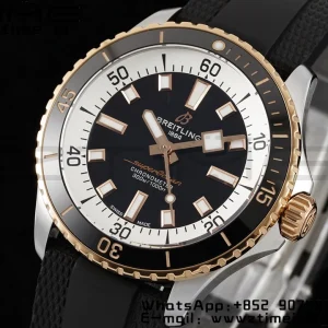 Breitling SuperOcean Automatic U17375211B1S1 42 SS/RG BLSF 1:1 Best Edition Cadran noir sur bracelet caoutchouc noir A2824 - Super Clone Watch | 1:1 Best Version