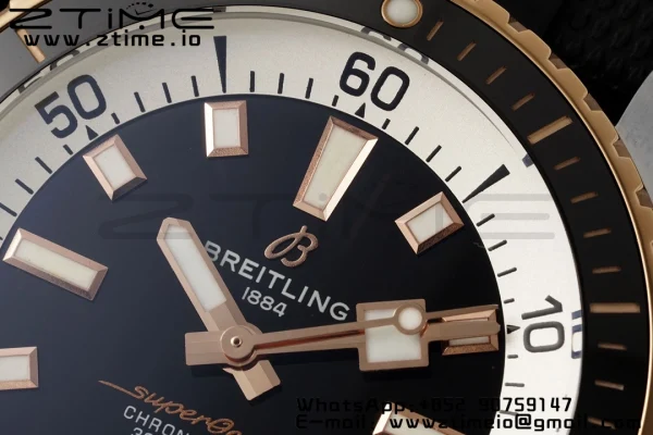 Breitling SuperOcean Automatic U17375211B1S1 42 SS/RG BLSF 1:1 Best Edition Cadran noir sur bracelet caoutchouc noir A2824 - Super Clone Watch | 1:1 Best Version