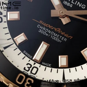 Breitling SuperOcean Automatic U17375211B1S1 42 SS/RG BLSF 1:1 Best Edition Cadran noir sur bracelet caoutchouc noir A2824 - Super Clone Watch | 1:1 Best Version