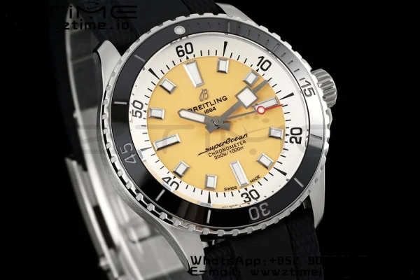 Breitling SuperOcean Automatic A17375211I1S1 42 SS BLSF 1:1 Cea mai bună ediție Cadran galben pe curea BlackRubber A2824 - Super Clone Watch | 1:1 Cea mai bună versiune