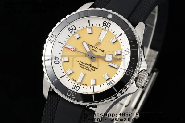 Breitling SuperOcean Automatic A17375211I1S1 42 SS BLSF 1:1 Cea mai bună ediție Cadran galben pe curea BlackRubber A2824 - Super Clone Watch | 1:1 Cea mai bună versiune