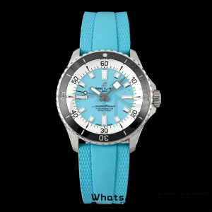 Breitling SuperOcean Automatic A173751A1O1S1 42 SS BLSF 1:1 Best Edition Blue Dial on Blue Rubber Strap A2824 - Super Clone Watch | 1:1 Best Version