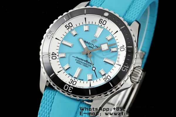 Breitling SuperOcean Automatic A173751A1O1S1 42 SS BLSF 1:1 Best Edition Blue Dial on Blue Rubber Strap A2824 - Super Clone Watch | 1:1 Best Version