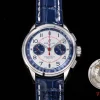 Breitling Premier Chrono AB0118221L1P1 SS 42mm BLSF 1:1 Best Edition Gray/Blue Dial on Blue Leather Strap A7750 - Super Clone Watch | 1:1 Best Version
