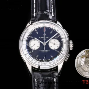 Breitling Premier Chrono AB0118371B1X2 SS 42mm BLSF 1:1 Best Edition Black /White Dial on Black Leather Strap A7750 - Super Clone Watch | 1:1 Best Version