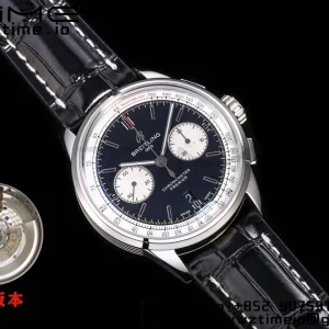 Breitling Premier Chrono AB0118371B1X2 SS 42mm BLSF 1:1 Best Edition Black /White Dial on Black Leather Strap A7750 - Super Clone Watch | 1:1 Best Version