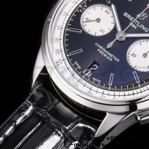 Breitling Premier Chrono AB0118371B1X2 SS 42mm BLSF 1:1 Best Edition Black /White Dial on Black Leather Strap A7750 - Super Clone Watch | 1:1 Best Version
